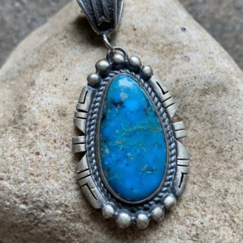 Nativeamerican Sterlingsilver Turquoisependant.P S - image 1